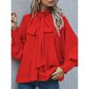 DAFIFY Women's Fashion Casual Spring Autumn Solid Color Print Long Sleeve Half Turtleneck Blouses & Shirts