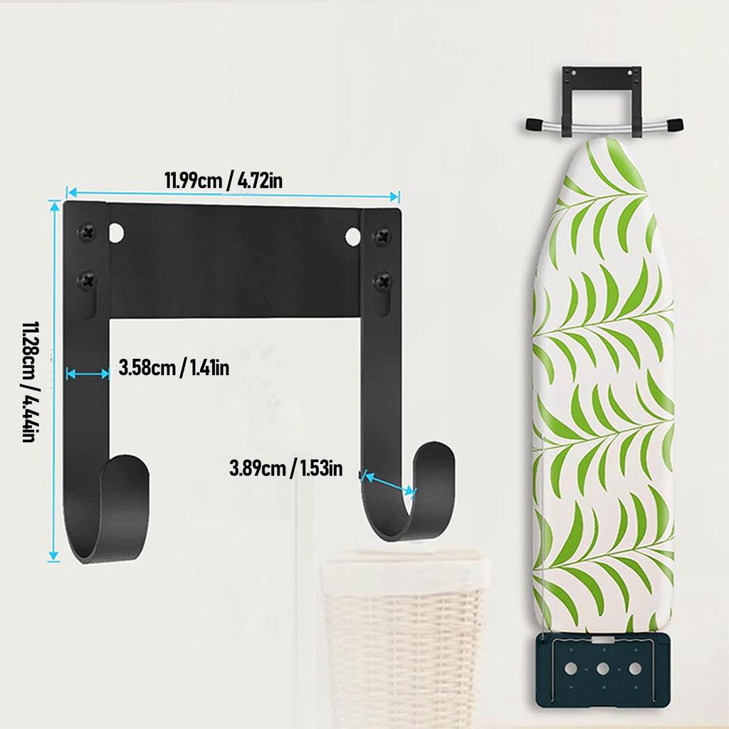 Ironing Board Holder Wall Mount Carbon Steel Multi Functional Ironing Board Hanger for Laundry Rooms Utility Closets