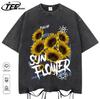 Good Very Beautiful Sunflower Print Washed T Shirts Womens Soft Cotton Clothing Street Creative Short Sleeve Summer Casual Tops