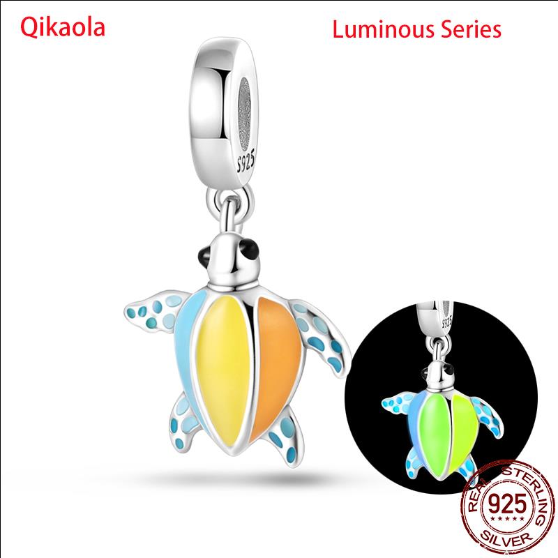 Original 100% sS925 Sterling Silver Luminous Octopus Ocean Series Charms Fit Bracelet DIY Beads Ms Jewelry Gift New In