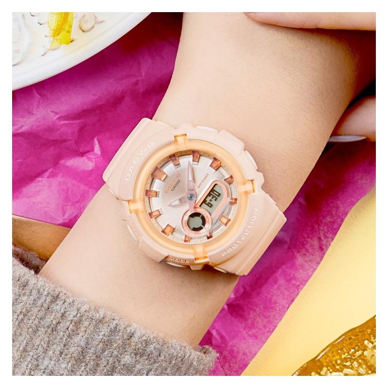 Casio Серия CASIO BABY-G водонепроницаемость 100 метров кварцевый механизм полимерный ремешок японские и корейские часы женские часы розовый циферблат BGA-280SW-4A