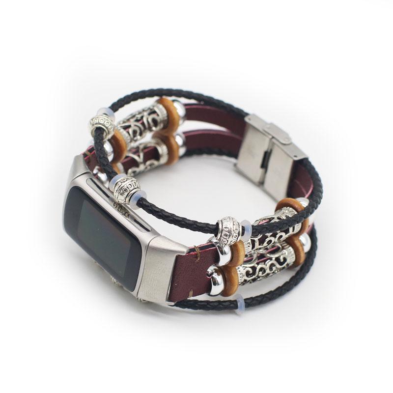 Модный дизайн, украшение, кожаный плетеный ремешок для часов, замена для Fitbit Charge 6/5