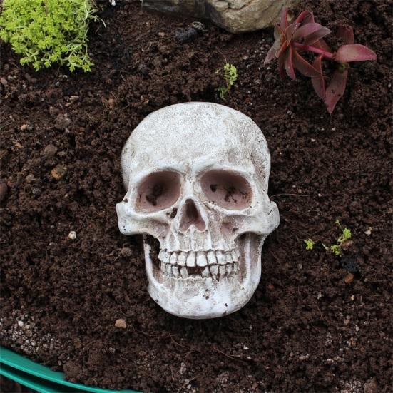 Реалистичная фигура черепа в натуральную величину, украшение в виде человеческого черепа, декор на Хэллоуин, статуя ужаса из смолы, водонепроницаемое украшение для дома и офиса, двора