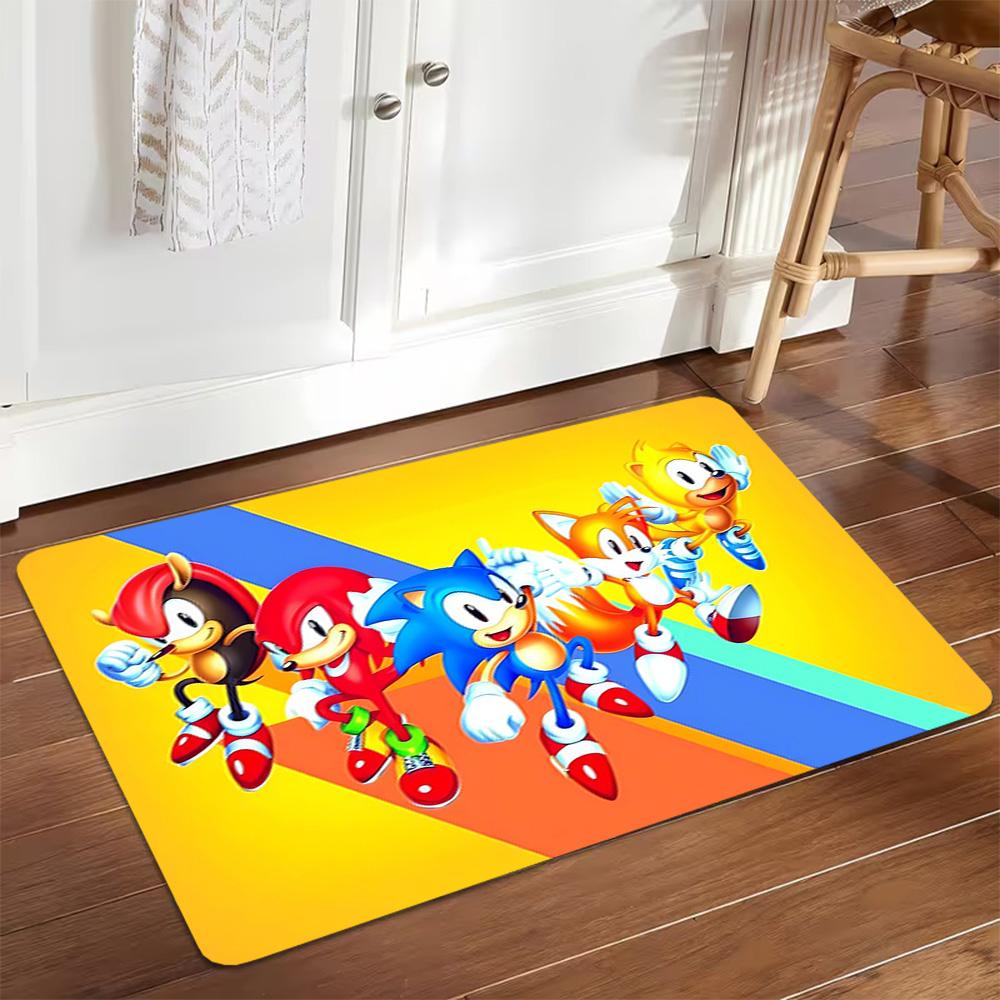 Sonic The Hedgehog Group Decoration,Carpet,Living Room,Bedroom, Non-slip,Square rug