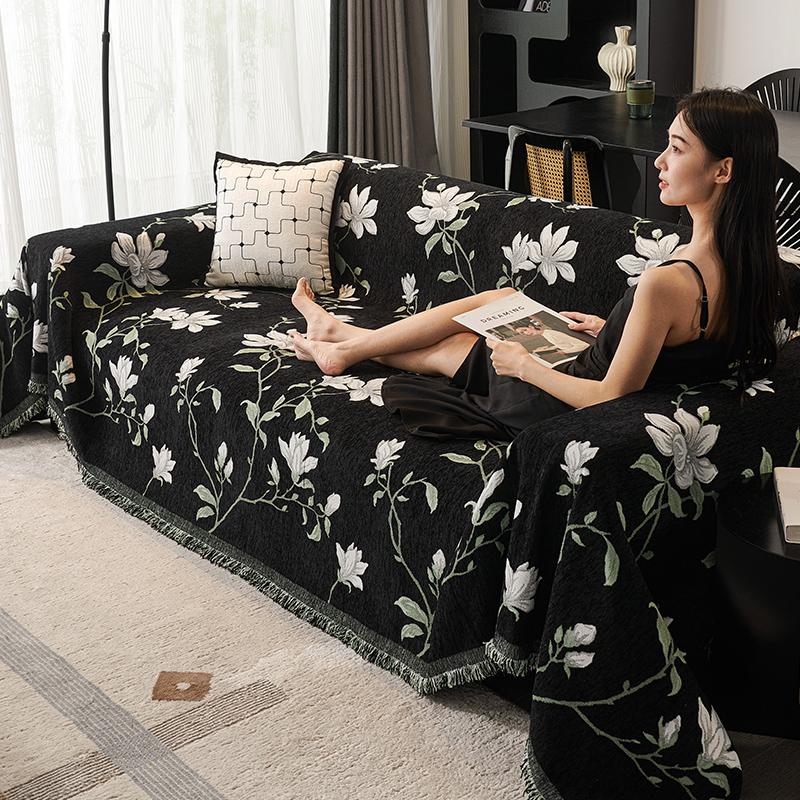 1pc Sofa Cover, Universal Sofa Slipcover For All Seasons, Non-slip Sofa Cover Blanket, Sofa Cushion Protective Cover, Suitable F