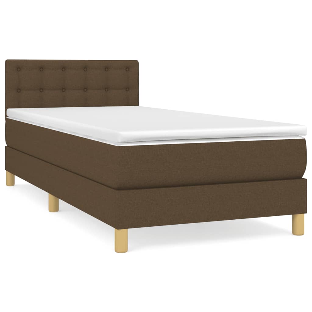 Box Spring Bed with Mattress Dark Brown 100x200 cm Fabric