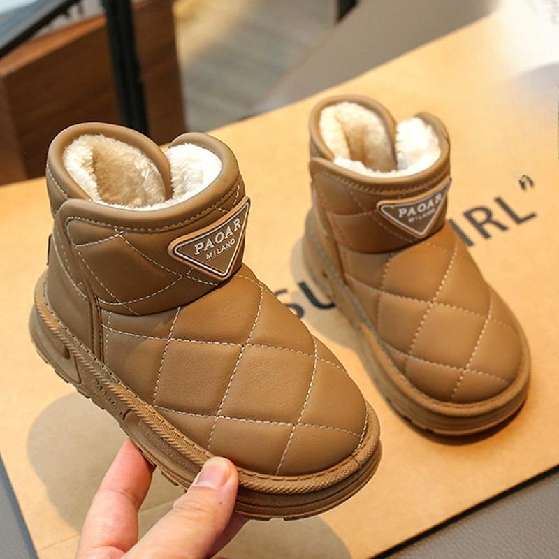 Детские зимние ботинки для девочек и мальчиков, детская зимняя обувь, детские уличные теплые плюшевые ботинки, ветрозащитные водонепроницаемые детские ботинки с хлопковой подкладкой