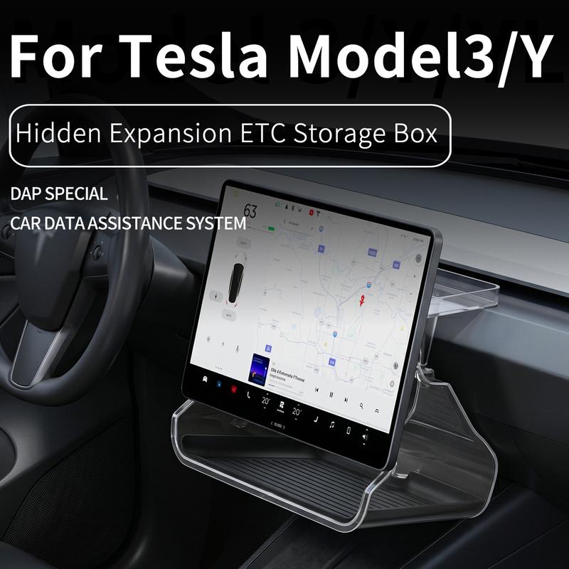 For Tesla Model Y Juniper 2025- / Model 3 Highland 2024- Central Control ETC Storage Box, Under Screen Hidden Storage Box Tray