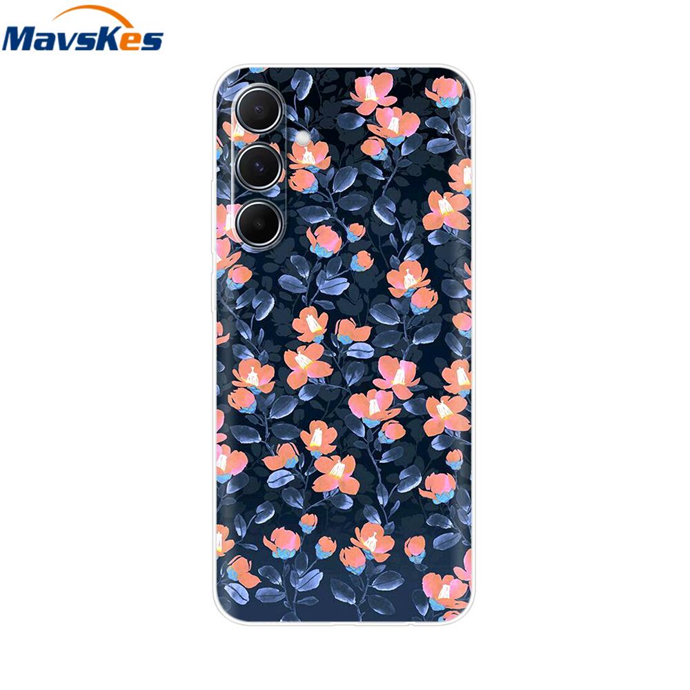 Чехол для Samsung Galaxy M35 5G Милый Кот Цветок Расписные Чехлы для Телефона Для Samsung M35 Чехол M 35 SM-M356B Силиконовый Прозрачный ТПУ Fundas