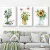 Watercolor Plant Flowers Canvas Paintings Sunflower Botanical Prints Leaves Poster Decorative Picture for Living Room Home Decor