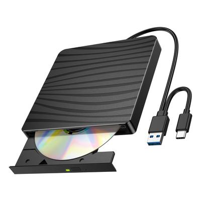 Новый Внешний DVD Zebra USB 8X 24X CD Оптический Совместимый с Windows и Mac [2025 Низкошумный Привод, Печать, Совместимость с 3.0/2.0 и Type-C, Высокоскоростной