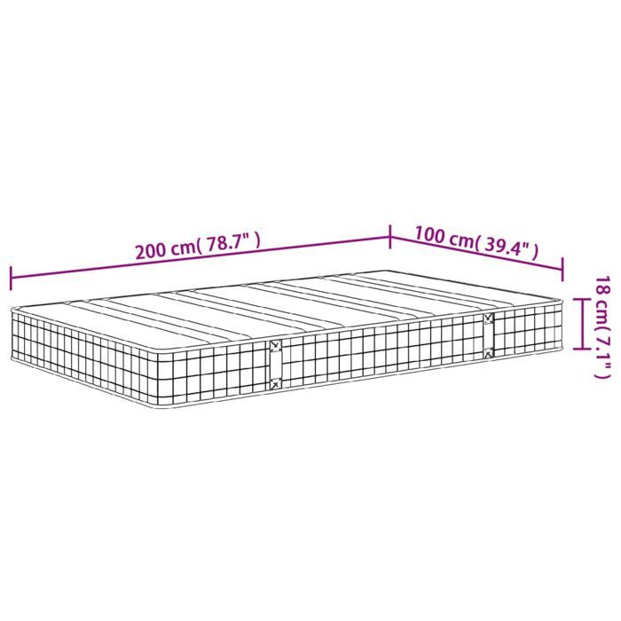 VidaXL Matelas à ressorts bonnell moyen 100x200 cm 372930