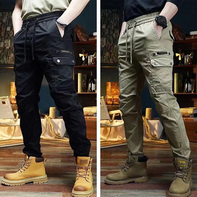 Новые мужские свободные модные повседневные спортивные брюки с несколькими карманами, брюки-карго