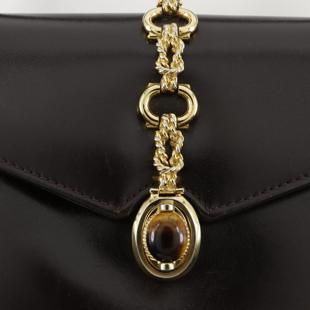 Gucci One Handle Handbag Old Gucci Brown Leather Women Used