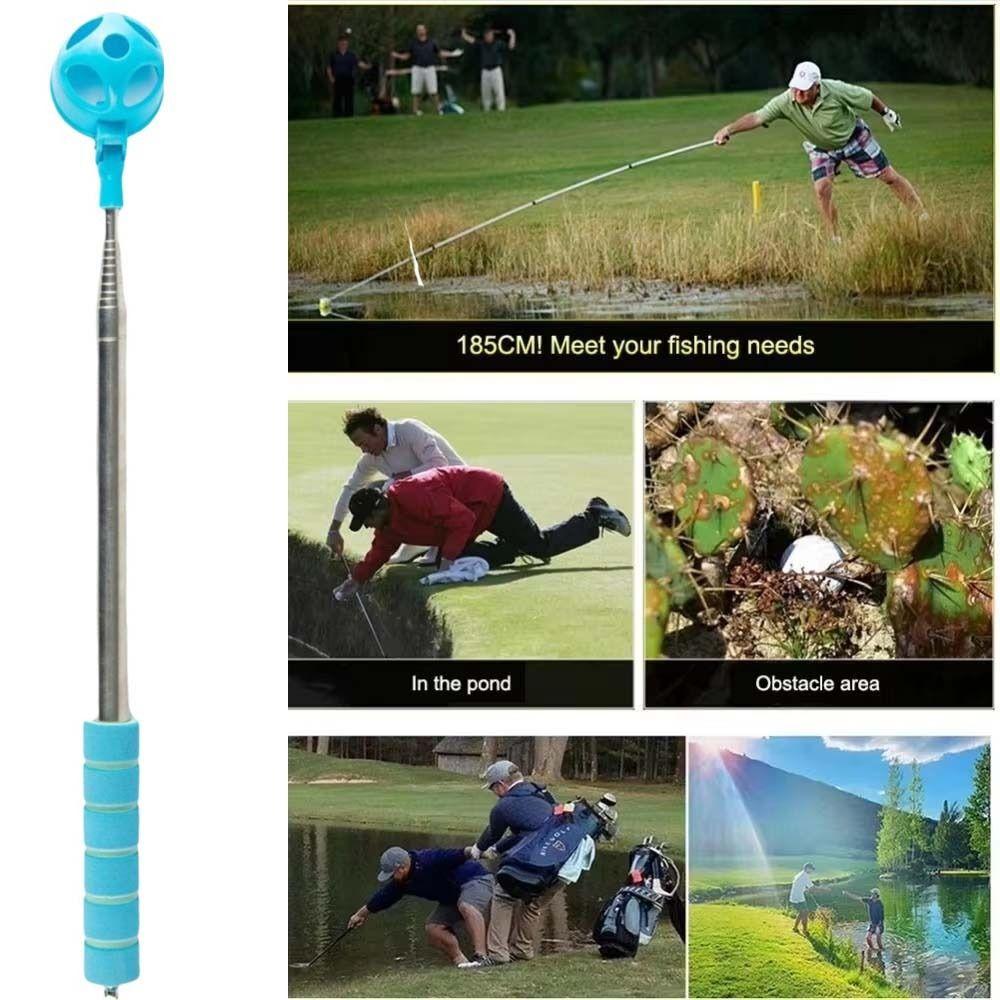 Two-Sided Golf Ball Pick Up Tool Adjustable Stainless Ball Grabber  Water