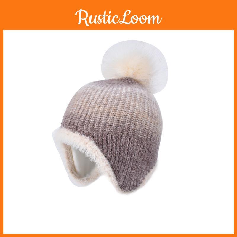 Детская вязаная шапка с защитой для ушей для зимнего уличного тепла и стиля