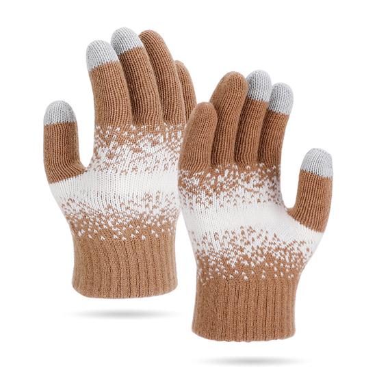 Warm Touchscreen Gloves Men Women Winter Knitted Gloves Full Finger Thickened Fleece Lined Gloves for Driving Skiing Daily Outings