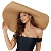 Oversized Beach Straw Hat for Women, Fashion Large Wide Brim Visor Hats Handmade Roll Up Floppy Sun Hat for Summer Beach Cap