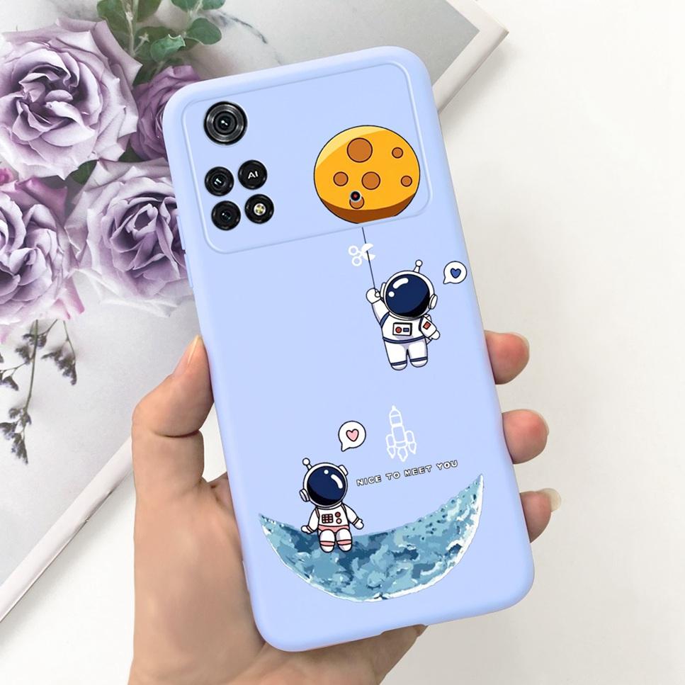 For Xiaomi Poco M4 Pro 4G Case Little Daisy Astronaut Pattern Soft Silicone Covers For Xiaomi Poco M4Pro 6.43"Bumper Phone Cases