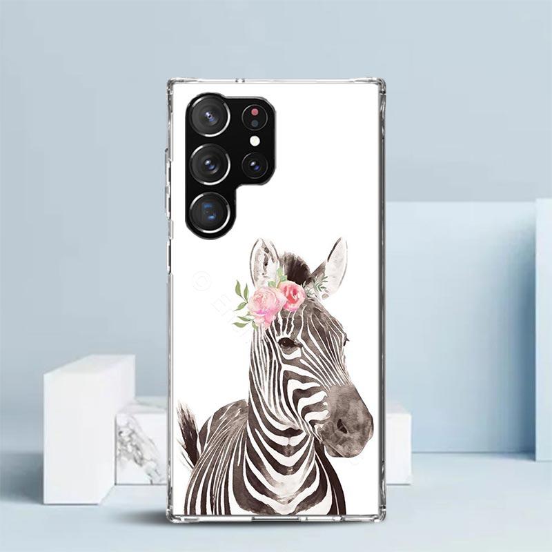 Zebra Stripe Black White Phone Case For Samsung Galaxy S24 S25 Edge S26 Ultra S22 S23 Plus S21 + S20 FE Soft TPU Back Cover Gala