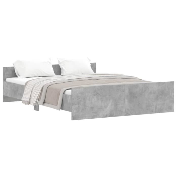 VidaXL Bed Frames Headboard and Footboard Concrete Grey 140x200 Cm 3203750