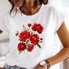 (Азиатский размер) сладкий цветок милый Одежда Повседневная Футболка Мода Женская Футболка Топ С принтом Леди Женский Графический Футболки с коротким рукавом