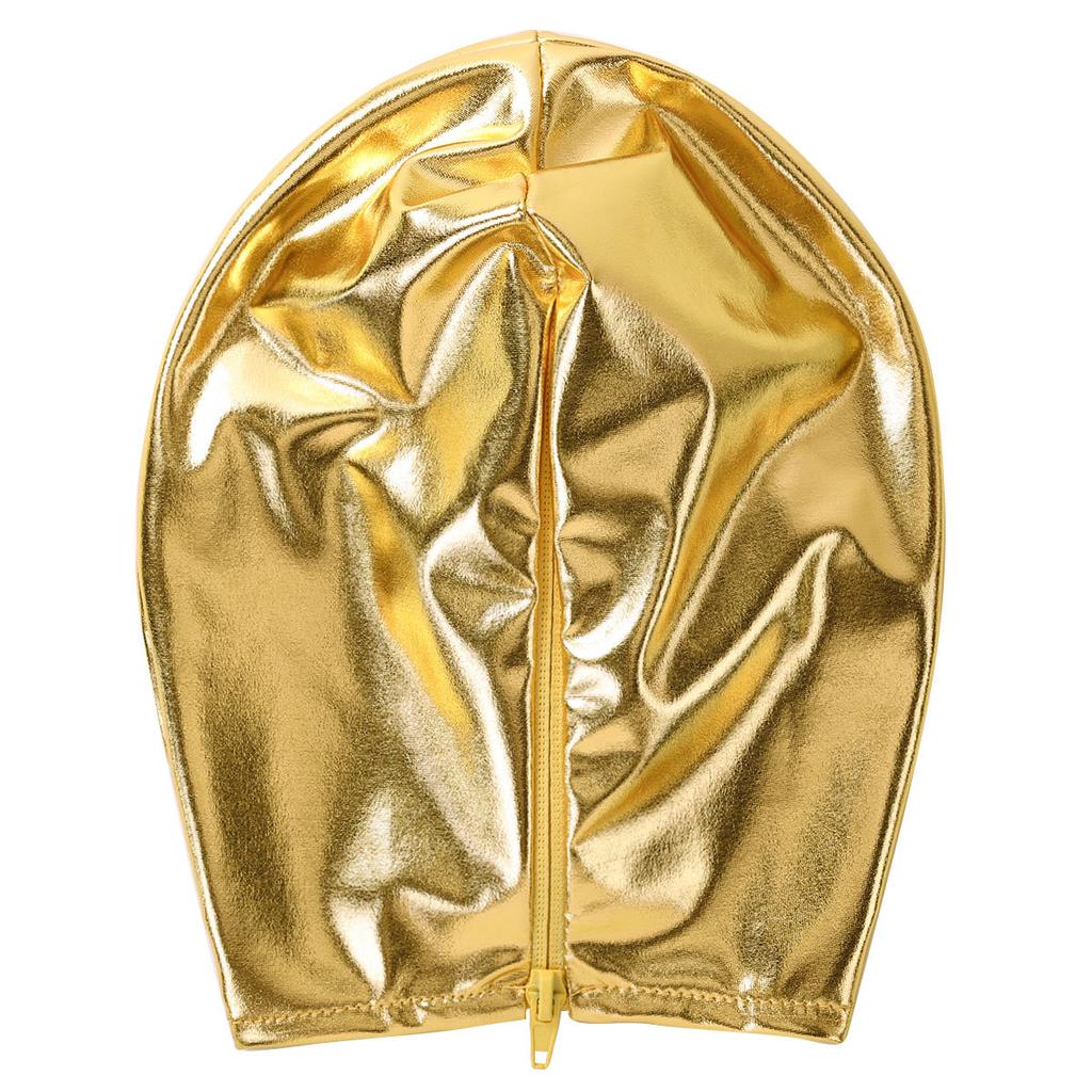 Женская и мужская маска для косплея, латексная блестящая металлическая маска с открытыми глазами и ртом, маска для лица с капюшоном для костюма для ролевых игр