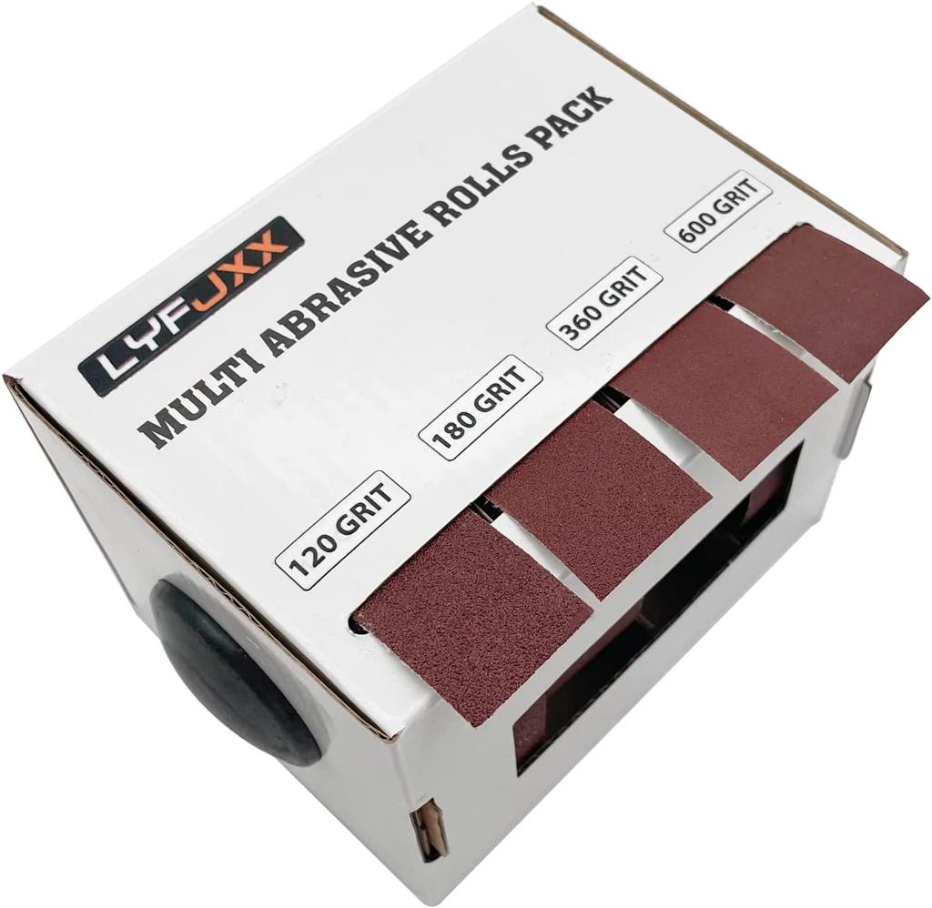 4 Grits Sandpaper Rolls Long Abrasive Sand Paper Rolls with Dispenser for Woodworking Metal Polishing 120 180 360 600 Grits Per Roll 6 Meters