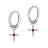 Naniwaai Earrings Ladies January Birthstone Hoop Sway 2Way Flower Woman Silver Compatible with Metal Allergies Cross Adult Accessories Present