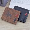 Men's Vintage Short Zipper Leather Wallet: High-End Spliced Embossed Multi-Functional Card Holder.