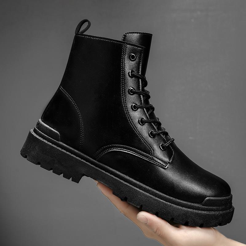 Модные мужские ботильоны, черные повседневные высокие туфли, кроссовки, мужские новые кожаные ботинки, классические мужские мотоциклетные ботинки на молнии, 2023