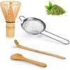 Complete Matcha Whisk Set - ThymeSpace Bamboo Chasen, Scoop & Steel Sifter for Traditional Japanese Tea Ceremony Tools Kit