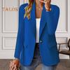 Women Blazer Slim Fit Long Sleeves Commuter Suit Coat Solid Color Single-Button Blazer for Office Daily Wear Evening Party
