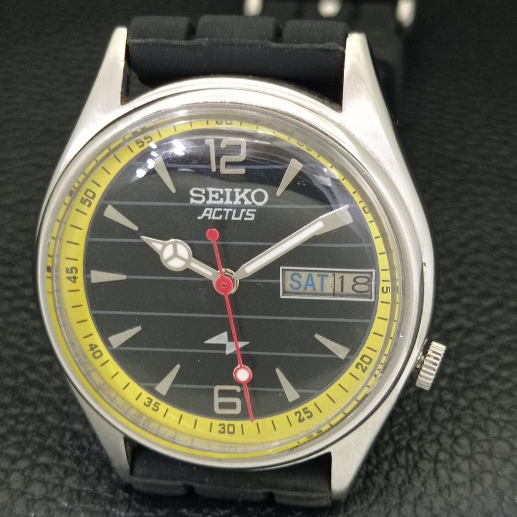 АВТОМАТИЧЕСКИЕ ВИНТАЖНЫЕ ЧАСЫ SEIKO ACTUS ЯПОНИЯ МУЖСКИЕ ЧАСЫ С ЧЕРНЫМ ЦИФЕРБЛАТОМ a702329-5