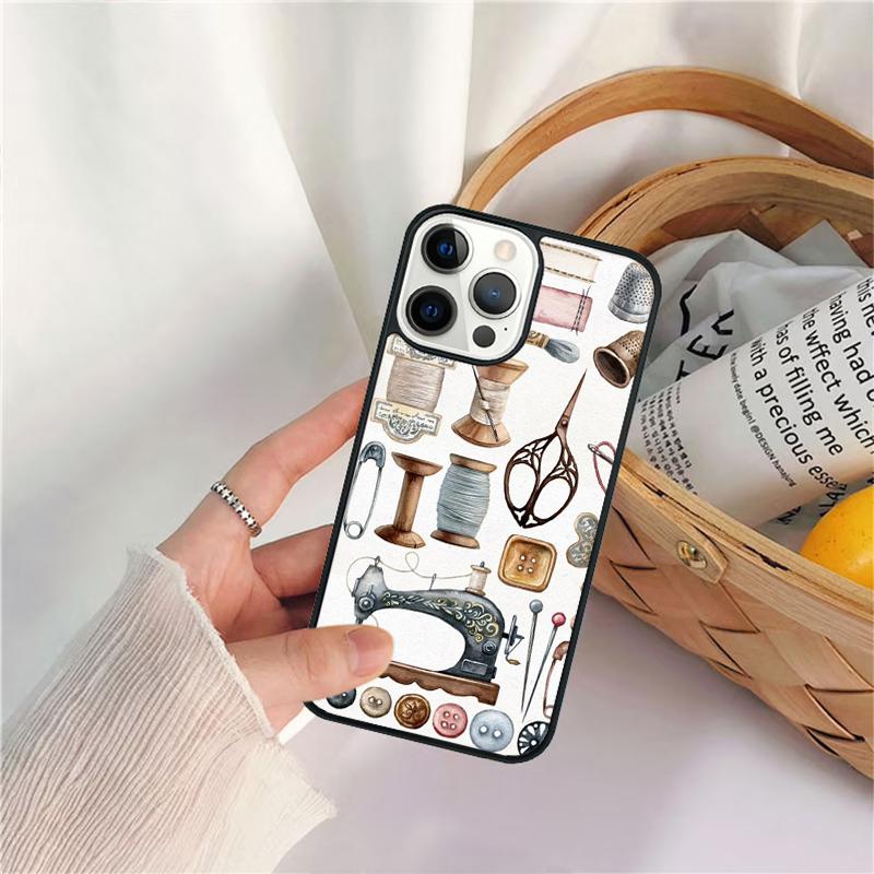 Швейная машина портной элементы узор Чехол для телефона Для iPhone 17 Air 16 15 14 11 12 13 Pro MAX Plus coque Чехол