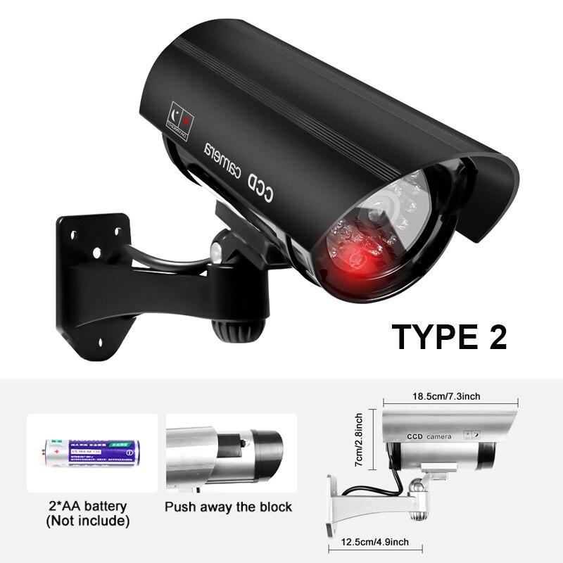 1PC Dummy Security Camera Watreproof Indoor Outdoor Fake CCTV Surveillance System, Red Flashing LED Lights, No Wiring Required