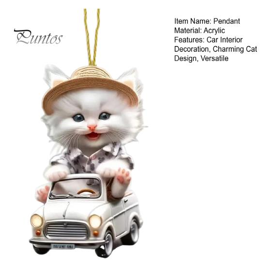 Милый кулон в виде кота, акриловое зеркало заднего вида, подвеска на рождественскую елку, украшение в виде мультяшного котенка, подарок для любителя кошек
