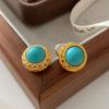 Turquoise Stud Medieval Jewelry High-End Temperament Versatile Natural Stone New Chinese Court Retro Women'S