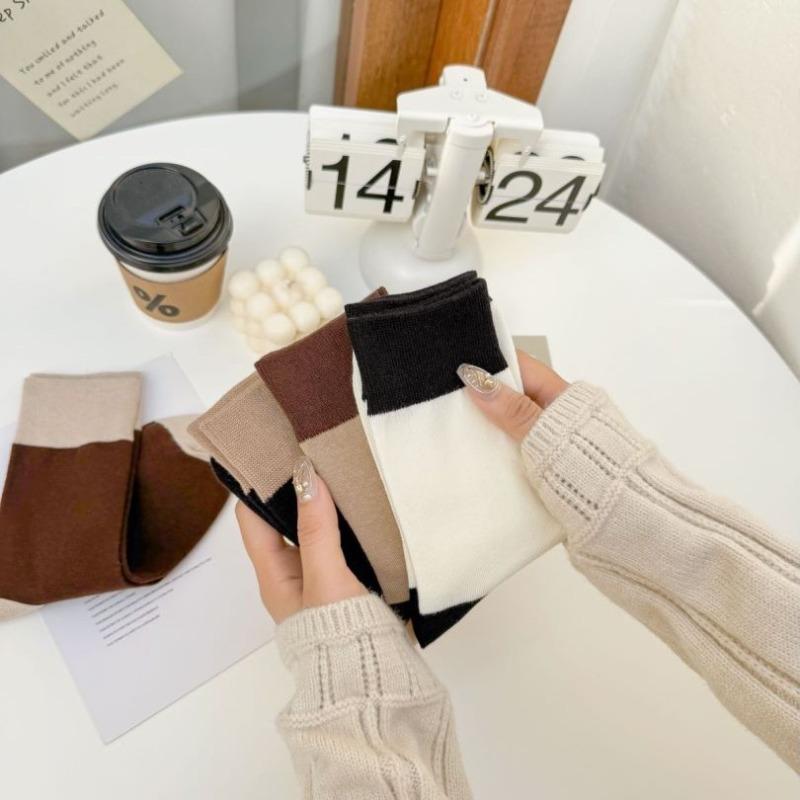 Носки до середины икры для осени и зимы, подобранные по цвету носки до середины икры, нишевые и модные женские носки