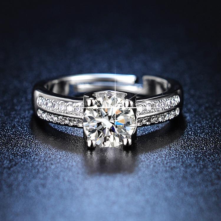 Bullhead Group Inlaid Zircon Simulation Moissanite Fashion Temperament Open Ring