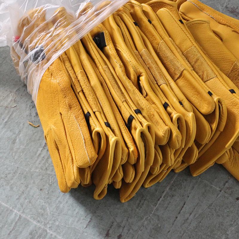 1 Pair Yellow Cowhide Heavy Duty Safety Protective Driver Working Welding Stretchable Mechanic Glove Leather Work Gloves For Men