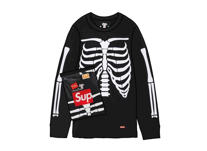 Supreme Термо-футболка с длинным рукавом Hanes Bones (1 пакет) черный