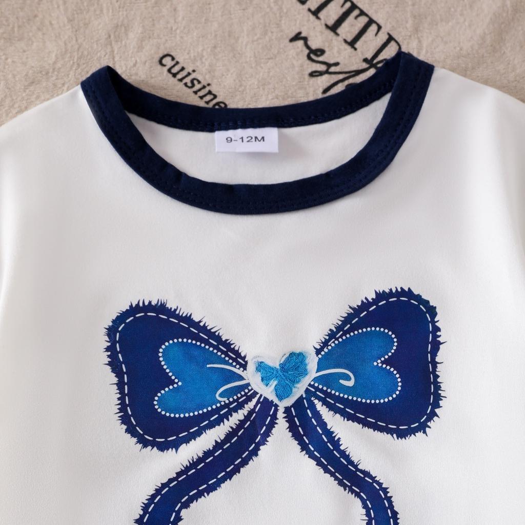 Girls' Fashionable Outfit - Summer Children's Casual Short-sleeved Top T-shirt + Flared Pants Set