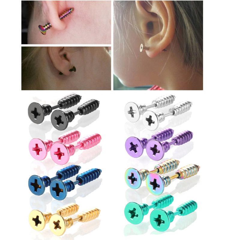 Stainless Steel Screw Nail Ears Ear Bone Bone Nails Male and Female Personality Hip -hop Earrings Earrings