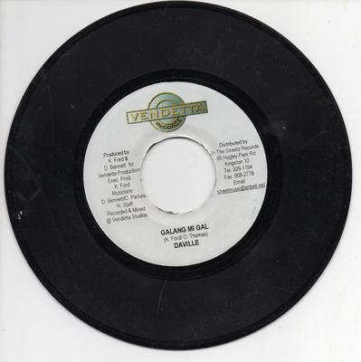7-дюймовая пластинка DA'VILLE / NICKY B - Galang Mi Gal / Partying NONE Vendetta Record 2004 Ямайка Регги, Ска и Даб Б/у