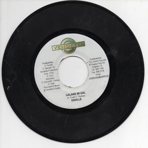 7-дюймовая пластинка DA'VILLE / NICKY B - Galang Mi Gal / Partying NONE Vendetta Record 2004 Ямайка Регги, Ска и Даб Б/у