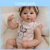 19inch Silicone Reborn Baby Doll With Striped Headband And Rabbit Print Clothing Decorationfor Collectors And Gift Givers