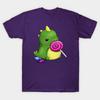 Мужская черная футболка с принтом Candysaurus Rex Печать на бумаге для трансфера без вырезания Хлопковая футболка