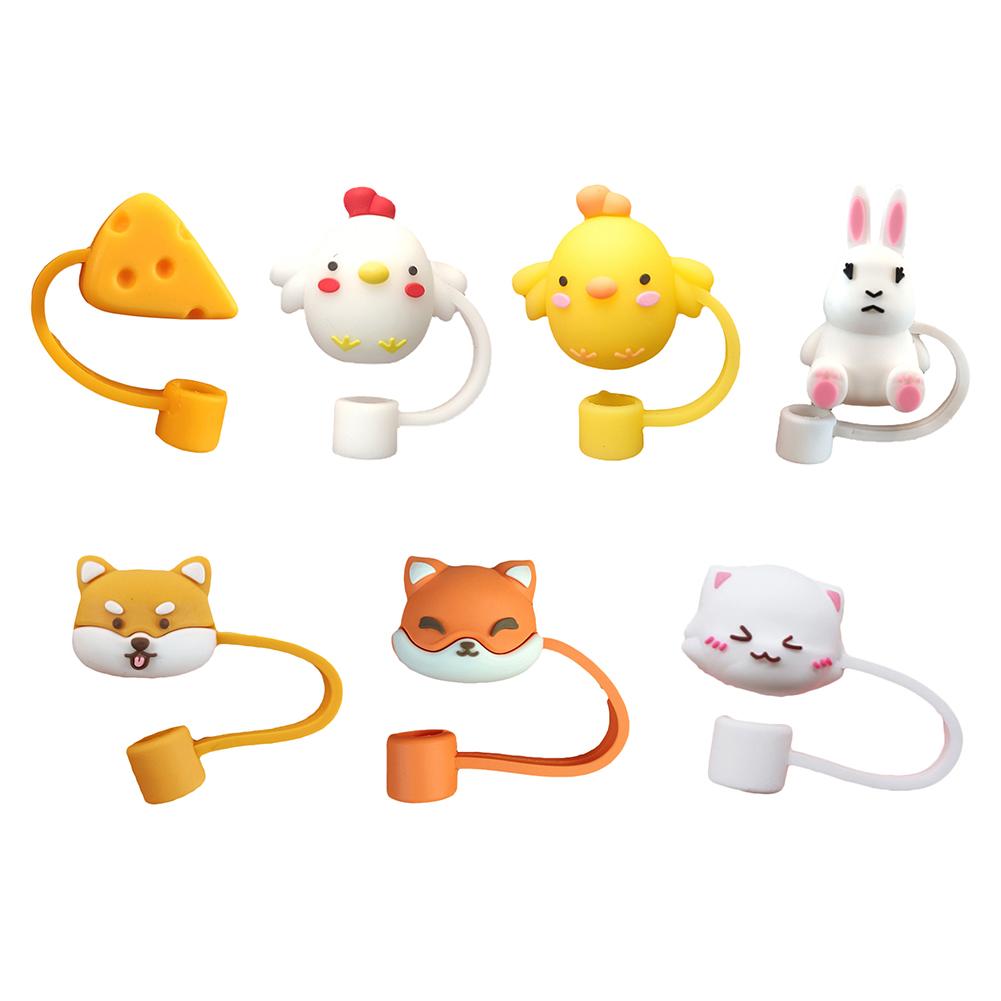 Cute Straw Caps Cartoon Silicone Straw Protection Plug for 6-8mm Cup Accessories