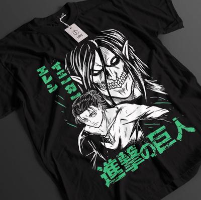 Футболка Атака Титанов Эрен Йегер Футболка AOT Футболка Аниме Унисекс Графическая футболка